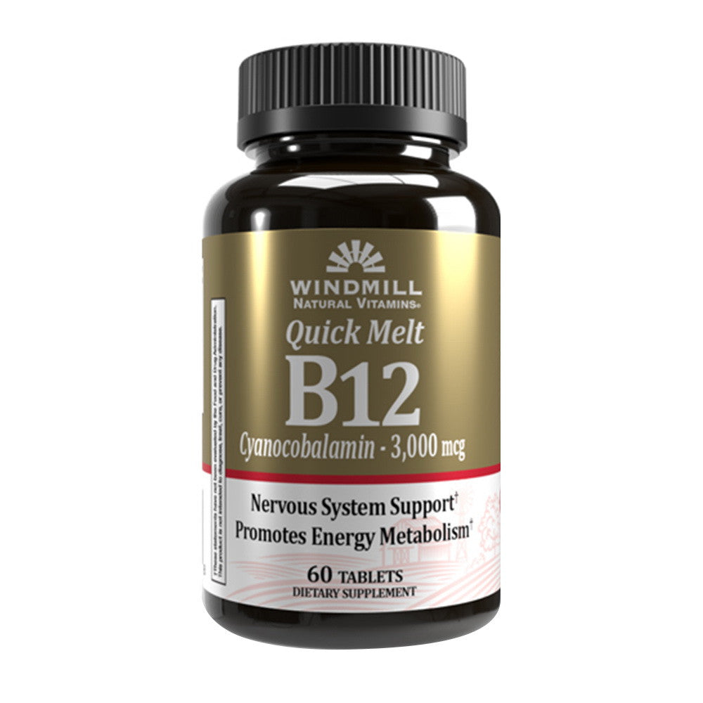 Windmill Quick Melt Vitamin B-12 3000 Mcg Dietary Supplement Tablets - 60 Ea